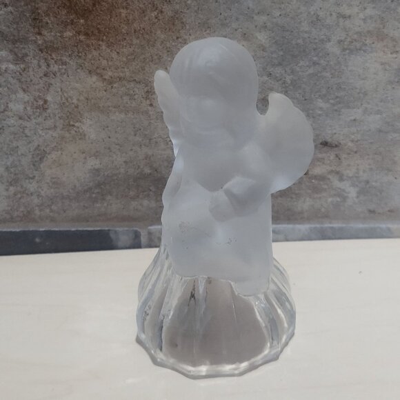 Vintage Lead Crystal Angel Bell Frosted Clear Glass - Picture 8 of 10